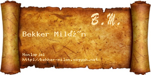 Bekker Milán névjegykártya