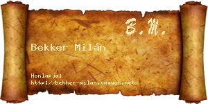 Bekker Milán névjegykártya