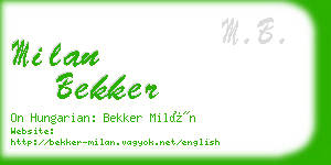 milan bekker business card